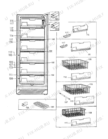 Взрыв-схема холодильника Castor CMC290F - Схема узла Internal parts